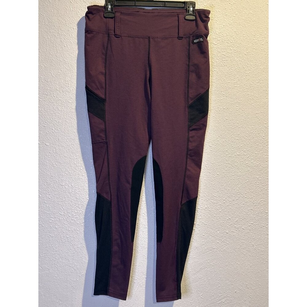 KERRITS (WOMENS LARGE) Purple Black Riding Legging Pants Pocket Suede Knee